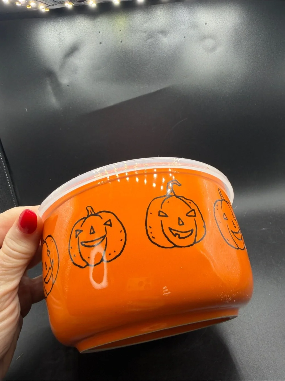 Rae Dunn Halloween Candy Bowl with Lid - Orange